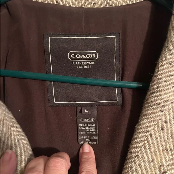 Coach Brown Herringbone Trench Coat - Picture 4 of 4